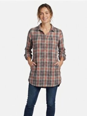 Toad & Co Mixo Tunic Dress Sz S Plaid Pockets Organic Cotton Cabincore Granola